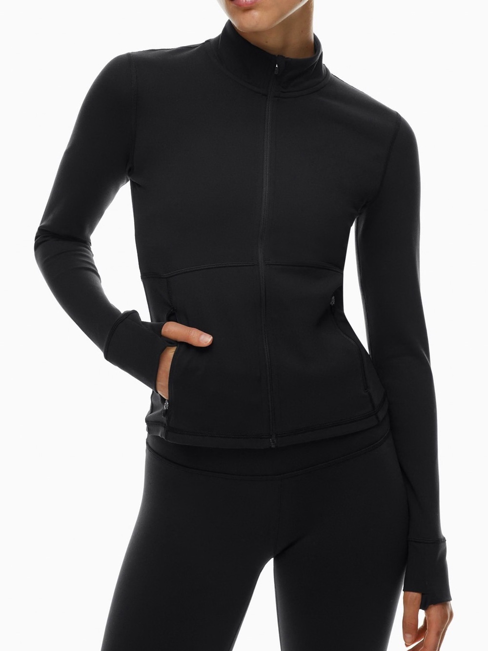 Aritzia TnaLIFE Relay Zip Up in Black